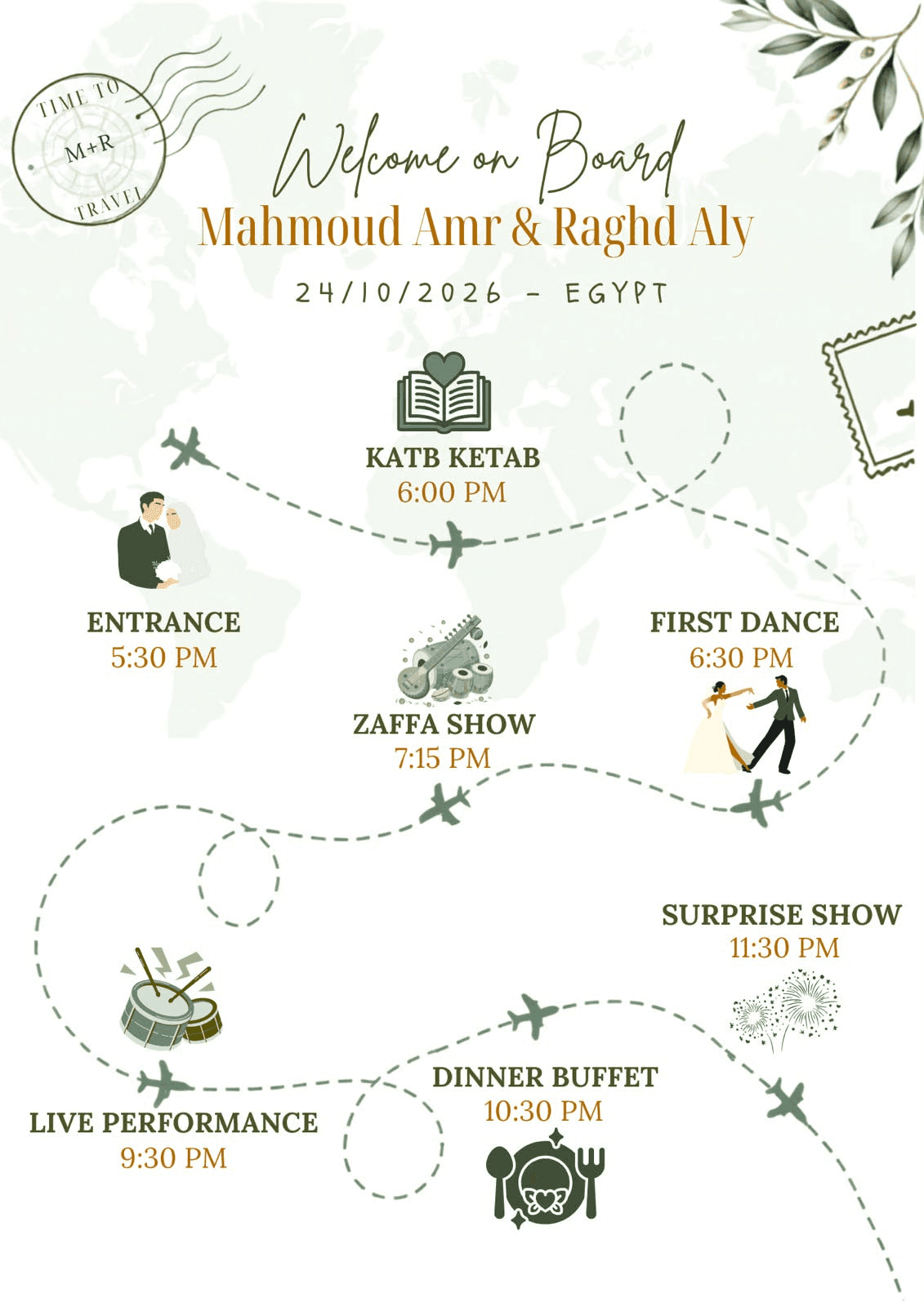 Mahmoud & Raghad wedding schedule - Welcome on Board